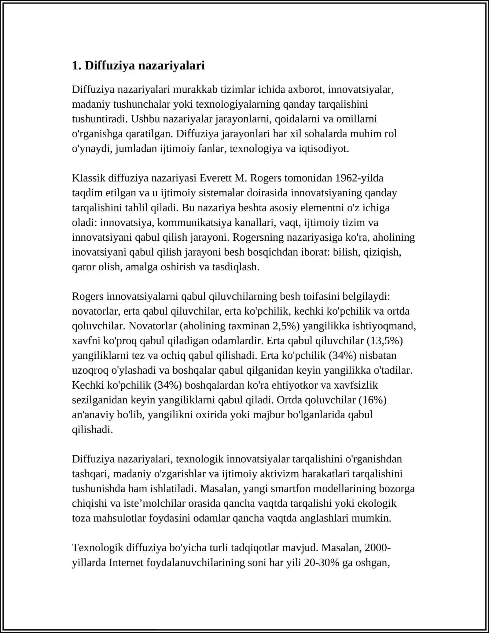 DIFFUZIYA HARAKATI HAQIDA MUSTAQIL ISH 3
