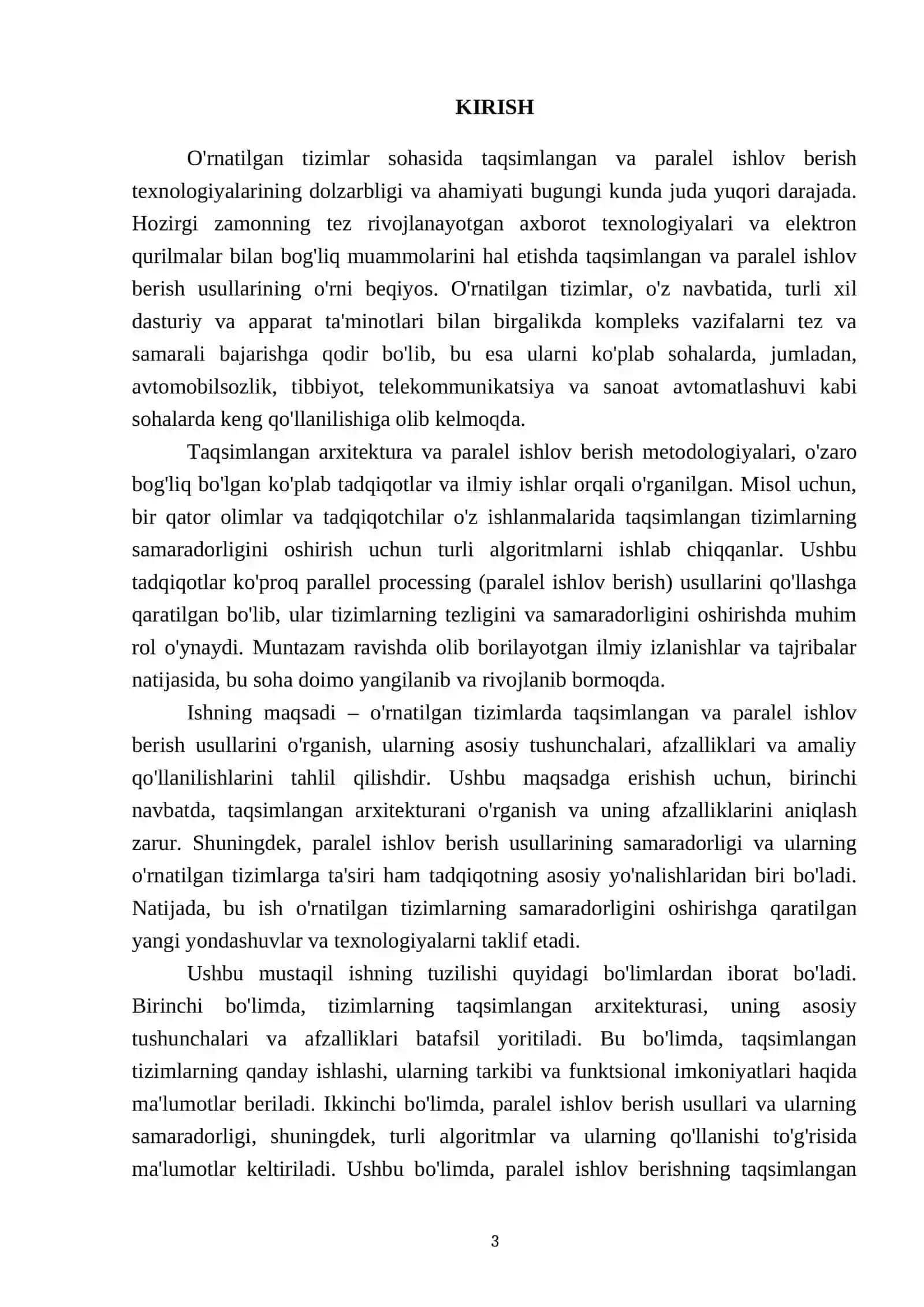 O'rnatilgan tizimlarda taqsimlangan va paralel ishlob berish 3
