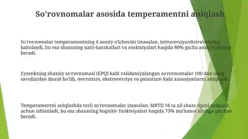 Temperamentni aniqlash bo'yicha so'rovnomalar 3