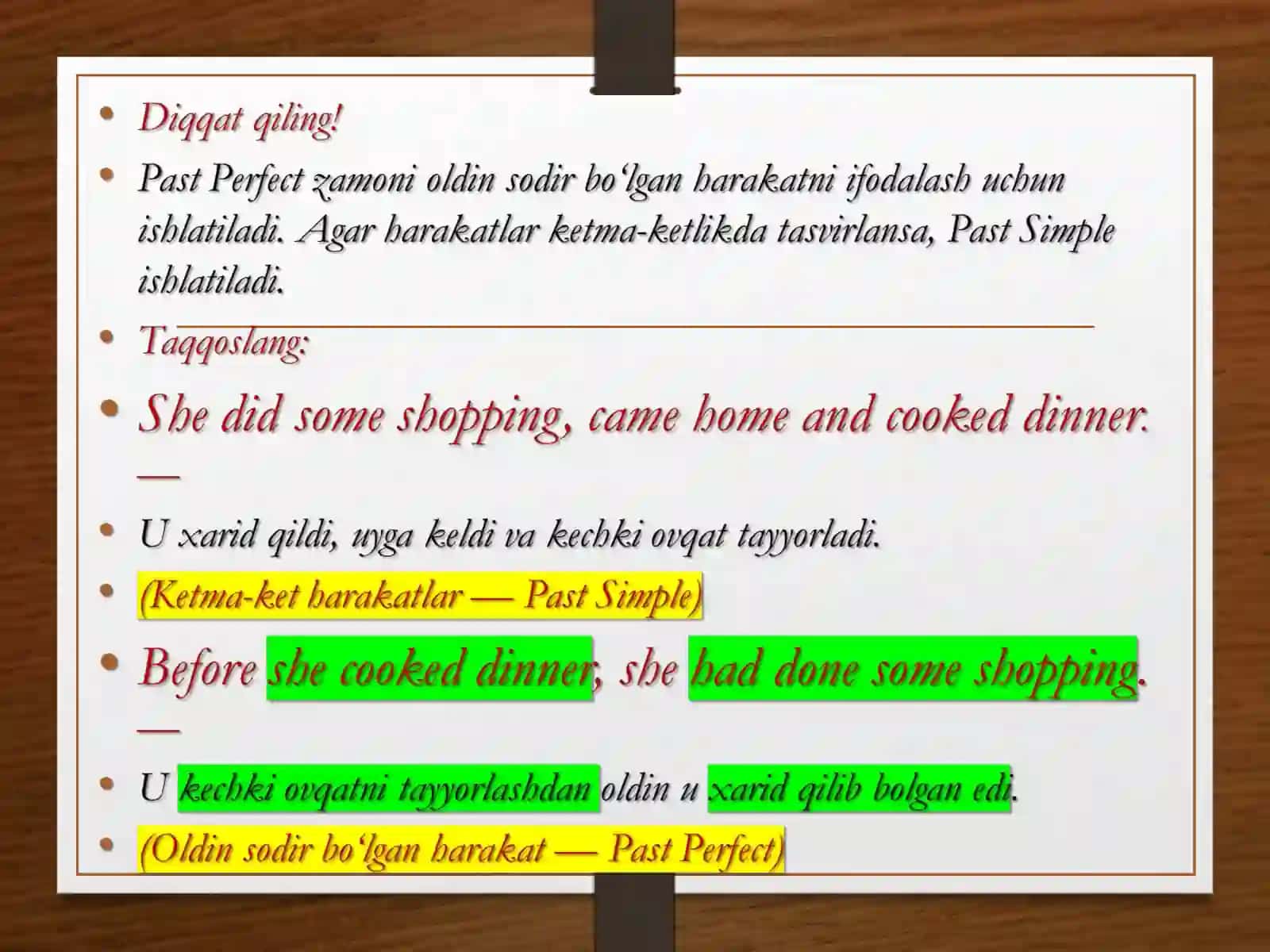 Past Perfect Tense 3