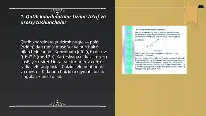 Qutib silindrik va sferik koordinatalar sistemasi 3