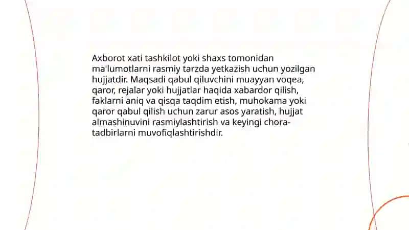 Axborot xati,ilova xati kafolat xatining yozilishi tartibi 3