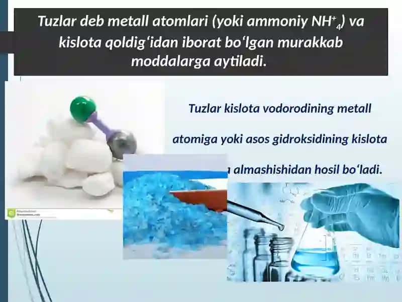 Tuzlar tarkibi, tuzilishi va nomlanishi 3