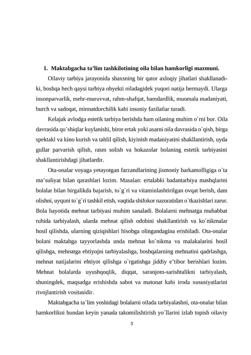 MAKTABGACHA TA’LIM MUASSASASI, OILA VA MAKTAB HAMKORLIGI 3