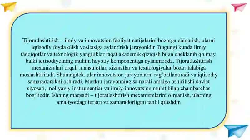 Tijoratlashtirish mexanizmlari  SLAYD 3