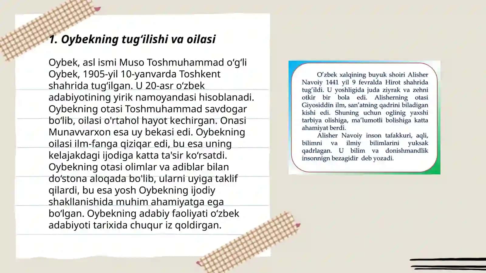 Oybekning hayoti va ijodi 3