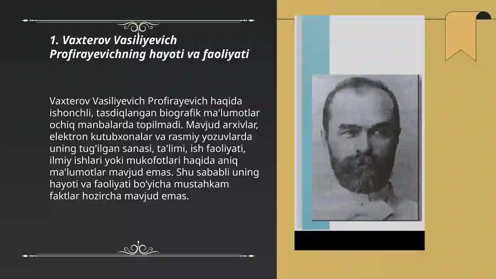Vaxterov Vasiliyevich Profirayevichning hayoti va faoliyati 3