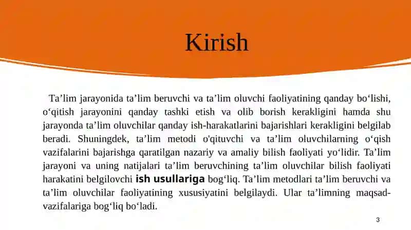 Umumiy pedagogika va psixologiyaMustaqil ish 3