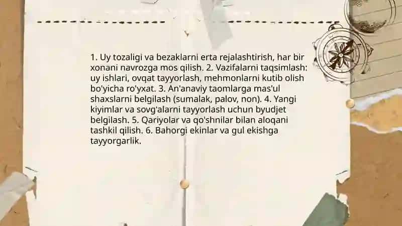 Navroʻz bayrami an'analari. Oilaviy marosimlar tadriji 3