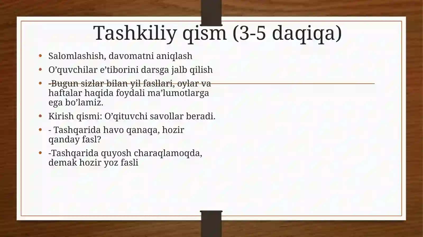 Yil fasllari. Oylar va haftalar 3
