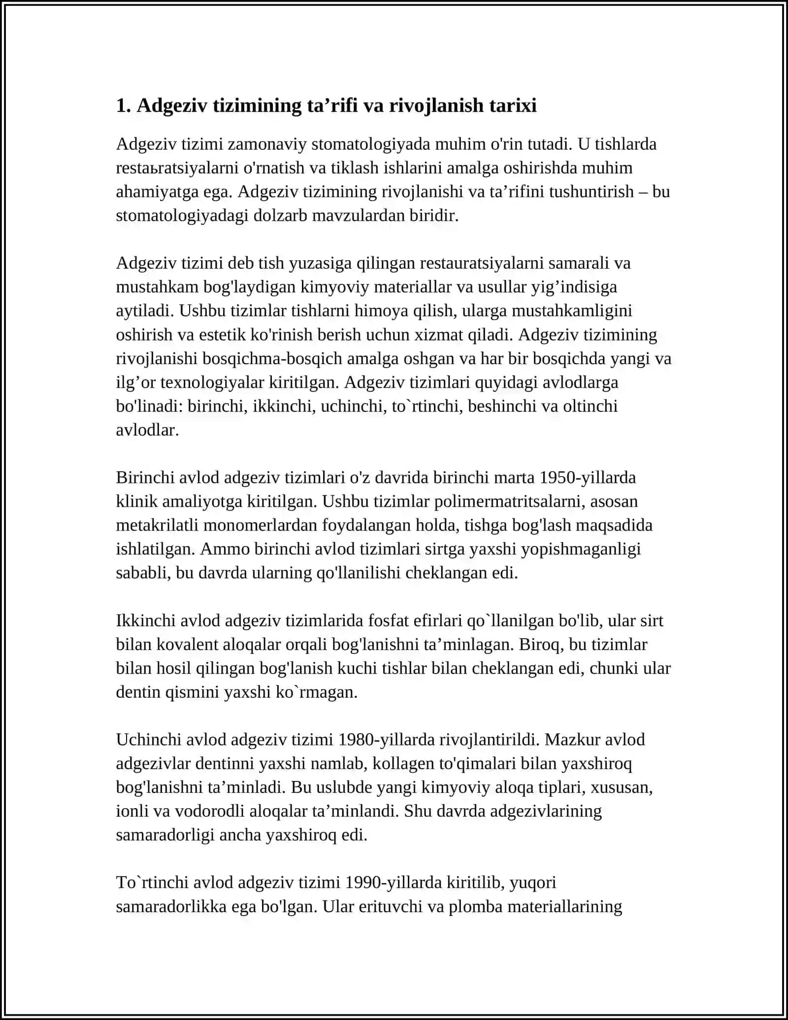 ADGEZIV TIZIMI. 1,2,3 AVLODLARI 3
