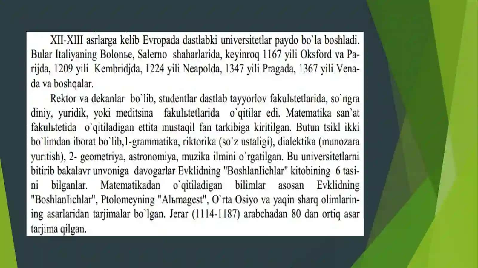 Oʻrta asr va uygʻonish davrida Yevropa matatikasimatematika 3