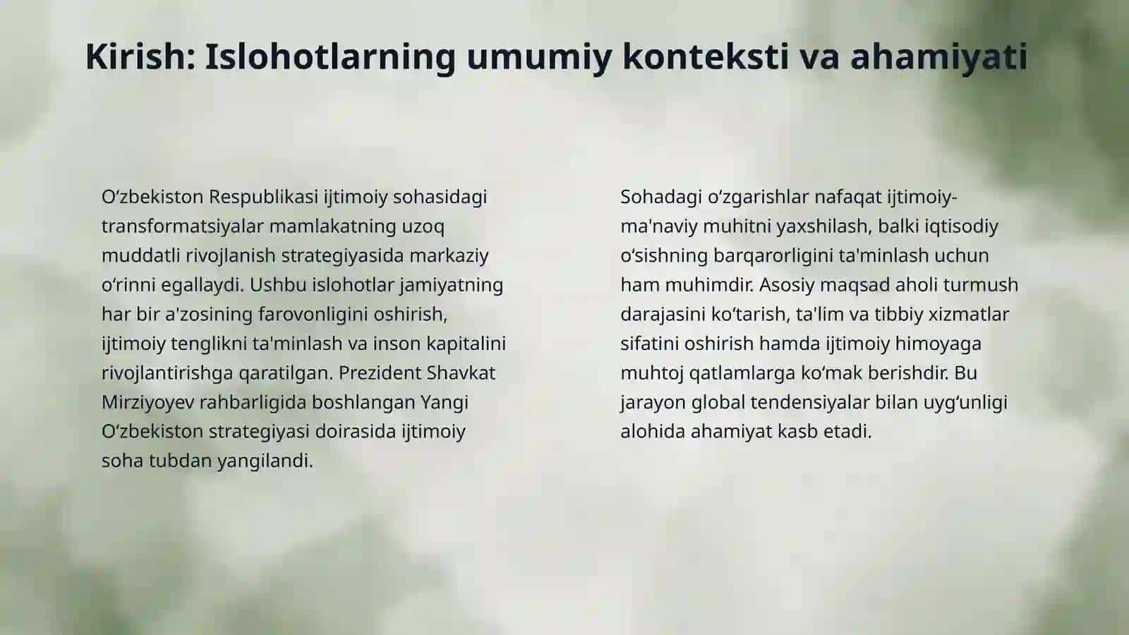 O‘zbekiston Respublikasida ijtimoiy sohasidagi islohotlar 3