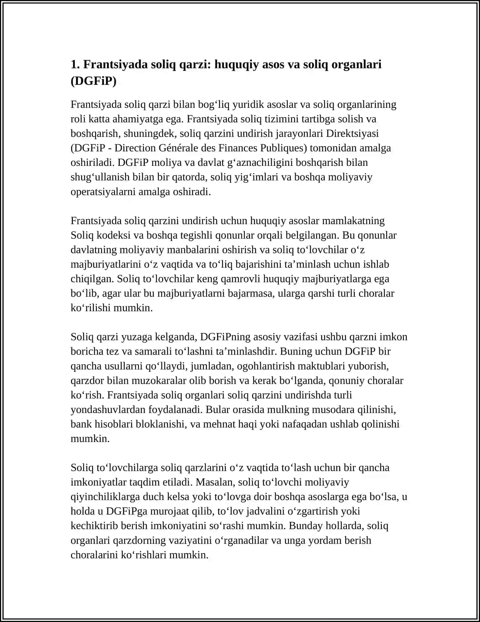 FRANSIYADA SOLIQ QARZINI UNDIRISH TARTIBI 3