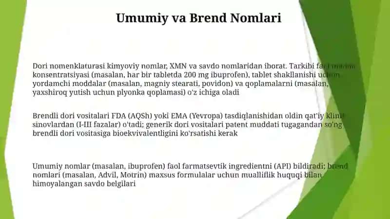 Dori nomenklaturasi va kimyoviy nomlar 3