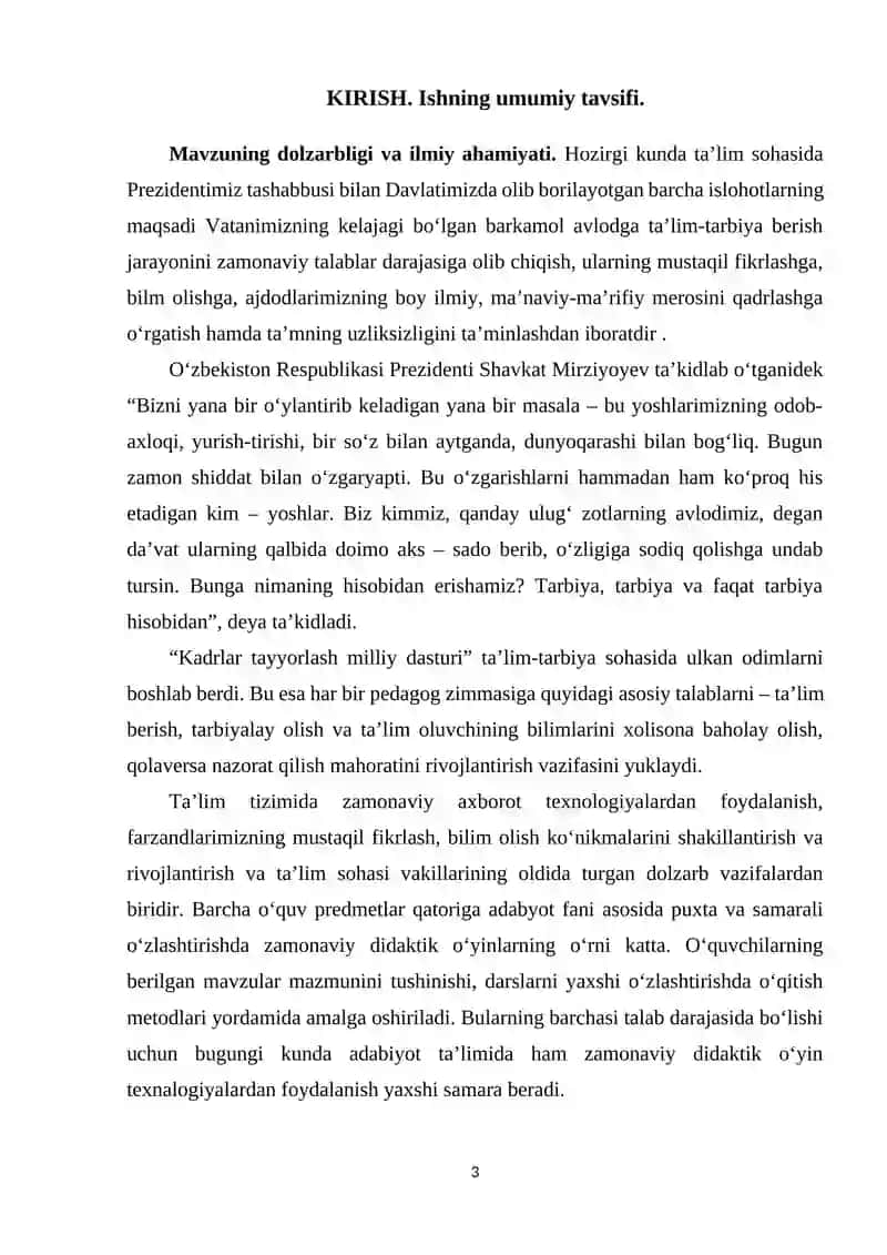 Dramatik asarlar bilan ishlashda ta'limiy o'yinlardan foydalanish 3