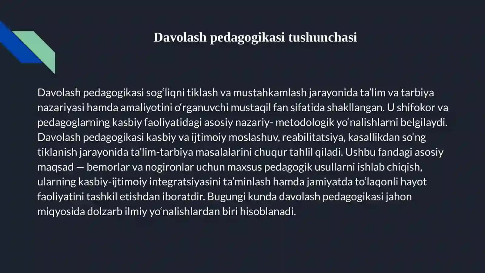 Davolash pedagogikasining predmeti va vazifalari 3