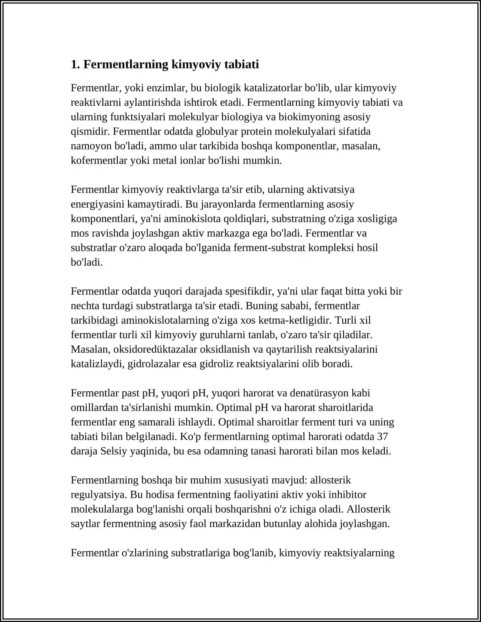 FERMENTLAR ISHTIROKIDA BORADIGAN REAKSIYALAR 3