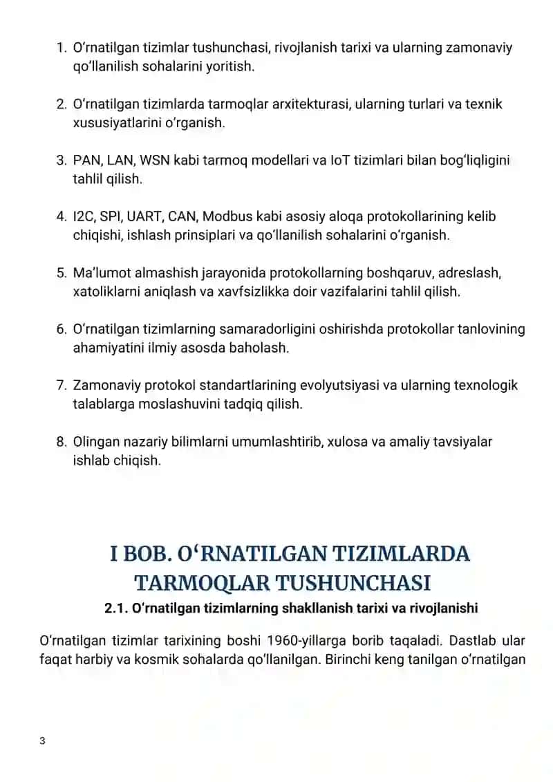 O'rnatilgan tizimlarda tarmoqlar va protokollar 3