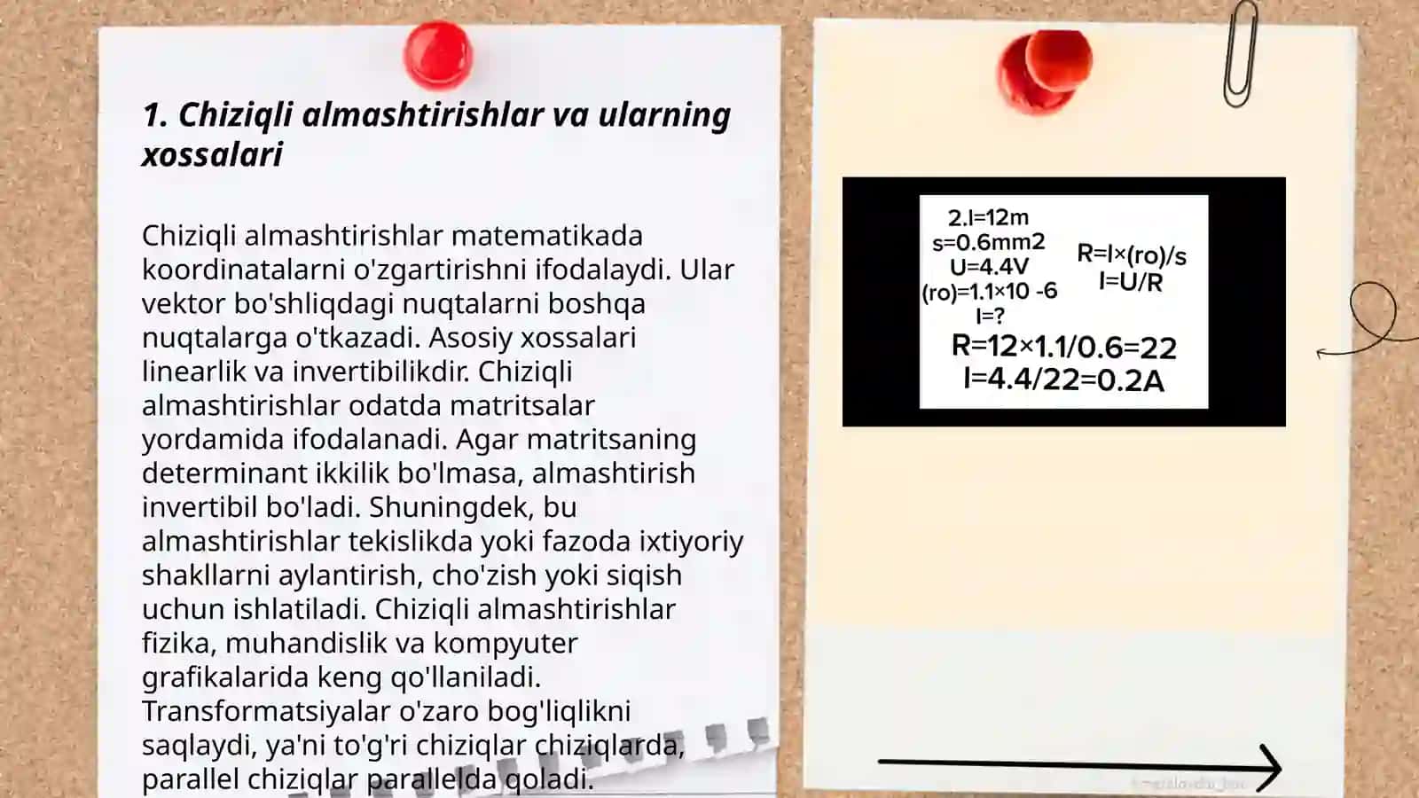 Chiziqli almashtirishlarning obrazi va aksi 3