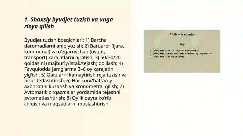 Shaxsiy byudjet tuzish va unga rioya qilish 3