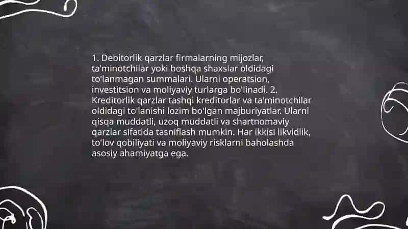 Debitorlik va kreditorlik qarzlar tahlili 3