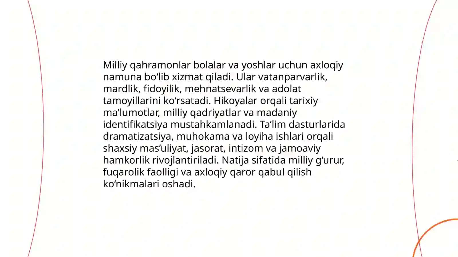 Milliy qahramonlar va hikoyalar asosida tarbiyalash dasturi 3