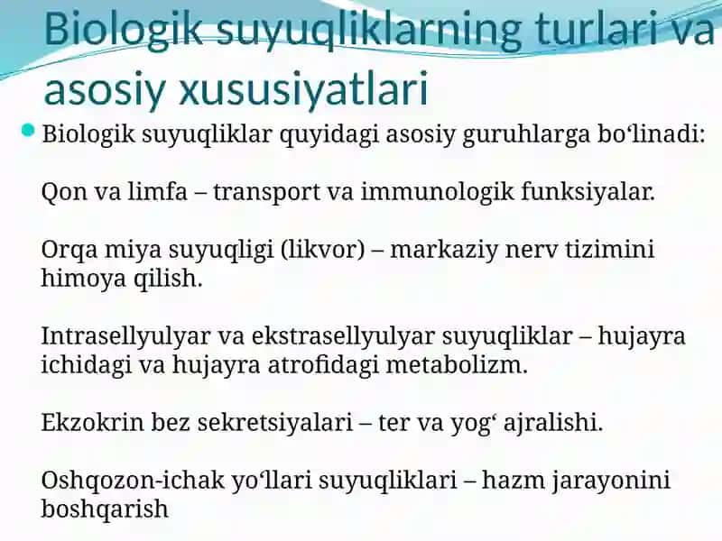 Biologik suyuqliklar 3