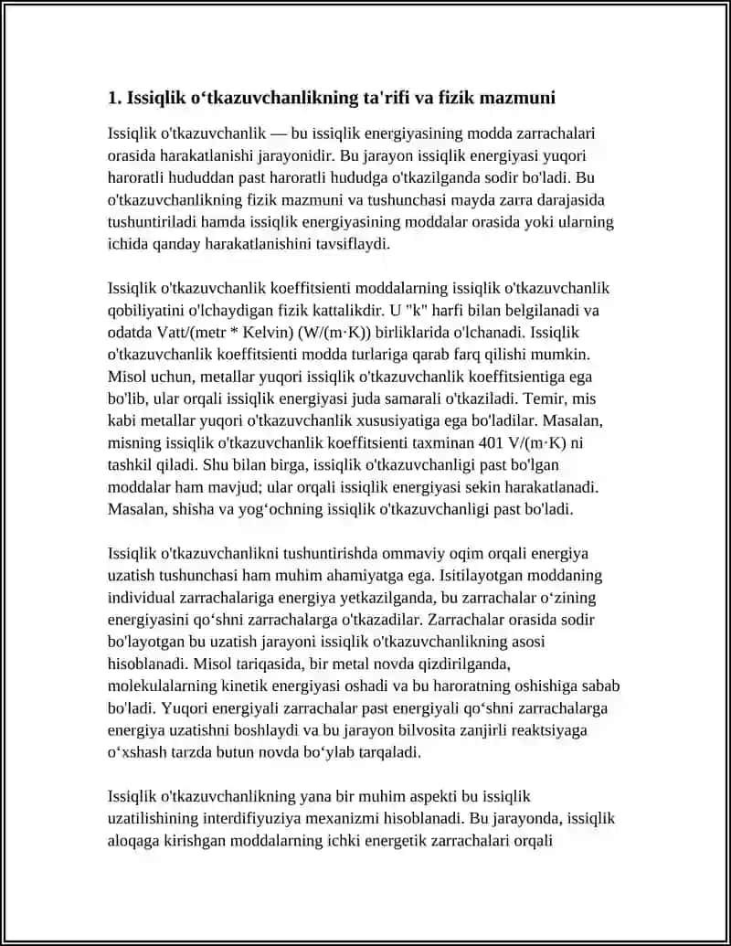 Issiqlik o‘tkazuvchanlik 3