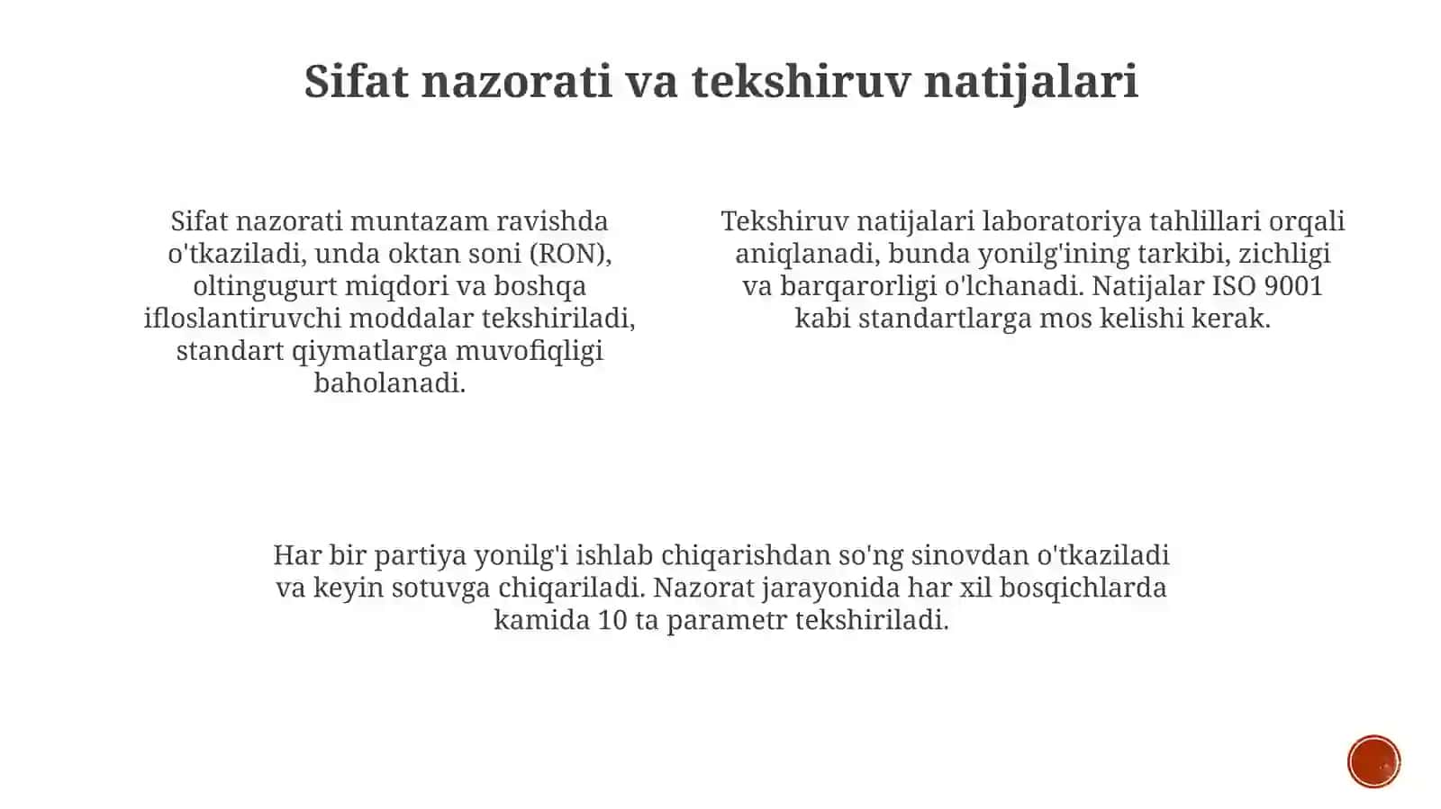 Sifat nazorati va tekshiruv natijalari 3