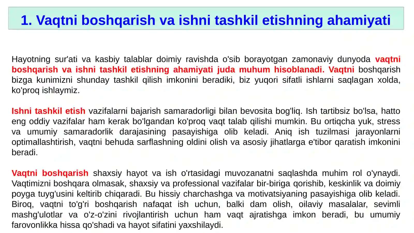 Vaqtni boshqarish va ishni tashkil etish 3