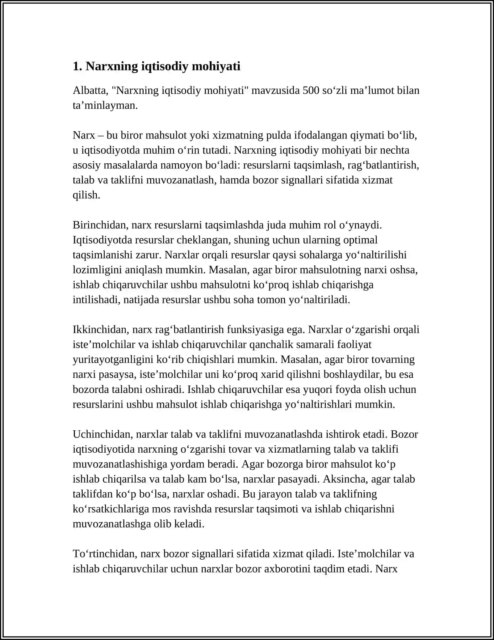 NARXNING MOHIYATI VA SHAKLLANISH XUSUSIYATLARI 3
