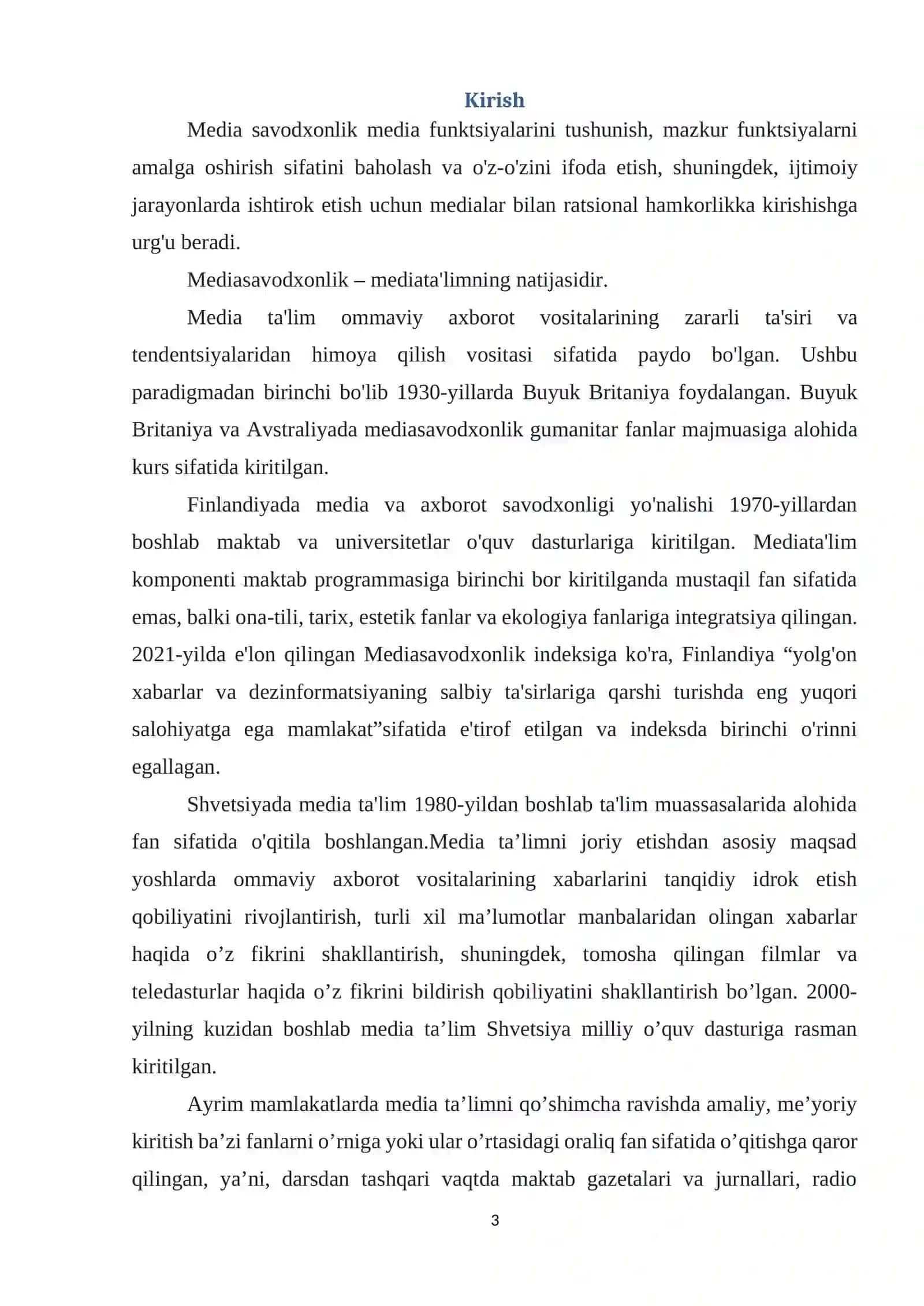 Dunyo mamlakatlaridagi media va axborot savodxonligi taraqqiyoti 3