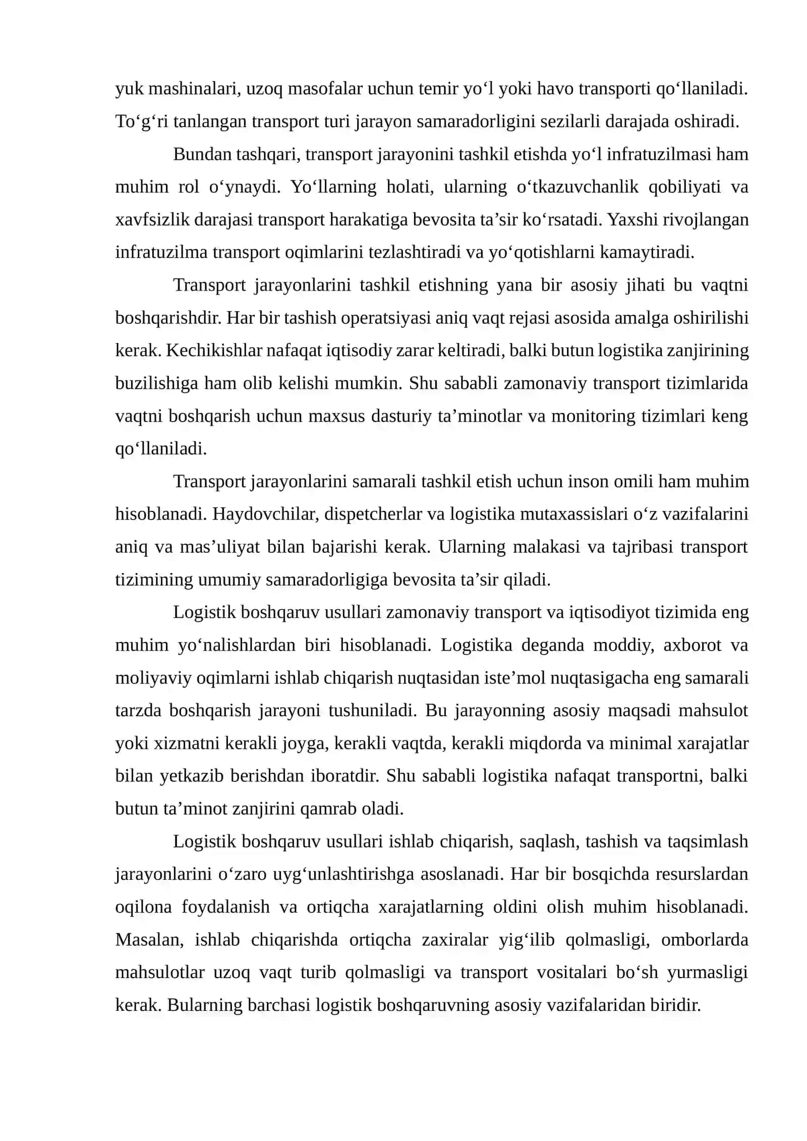 Transport jarayonlarini boshqaruv usullari 3