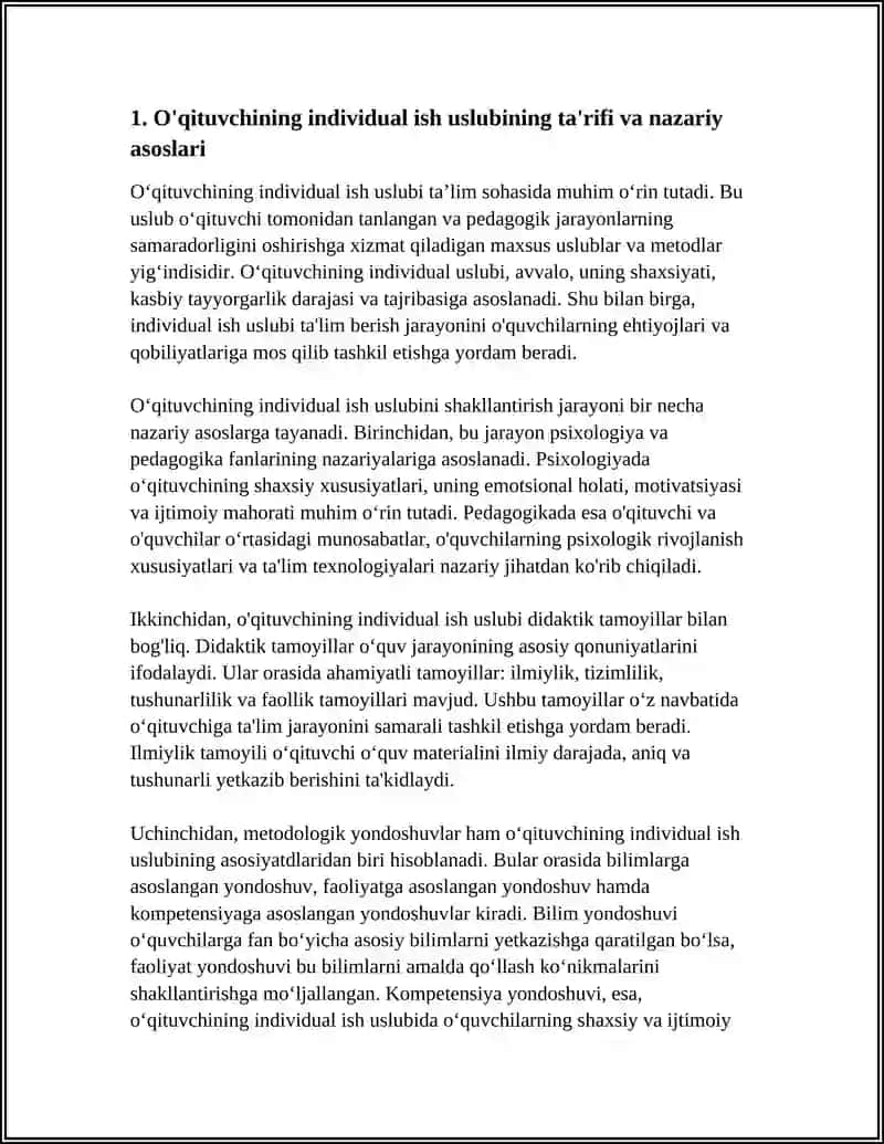 O'QITUVCHINING INDIVIDUAL ISH USLUBI 3