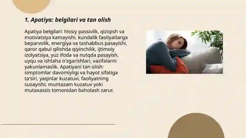 Apatiya, depressiya, xavotirlanish 3