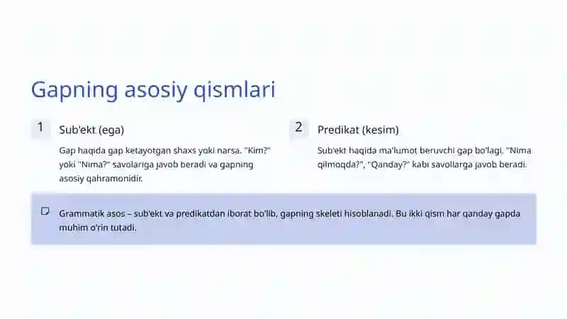 Gapning grammatik asosi 3