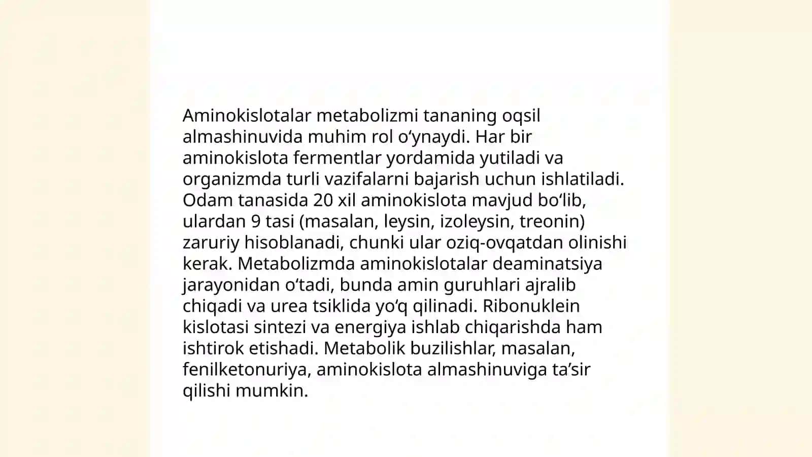 Aminokislotalar metabolizmi 3