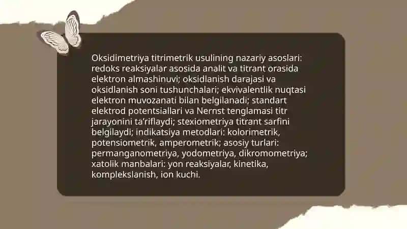 Oksidimetriya usulini titrimetrik tahlili 3