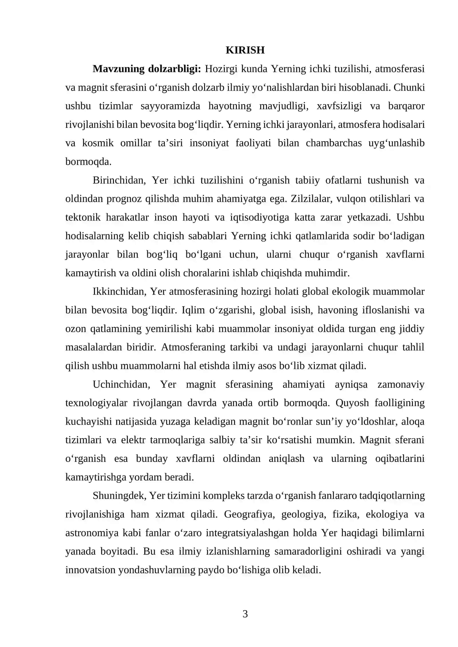Yerning ichki tuzulishi, atmosferasi va magnit sferasi 3