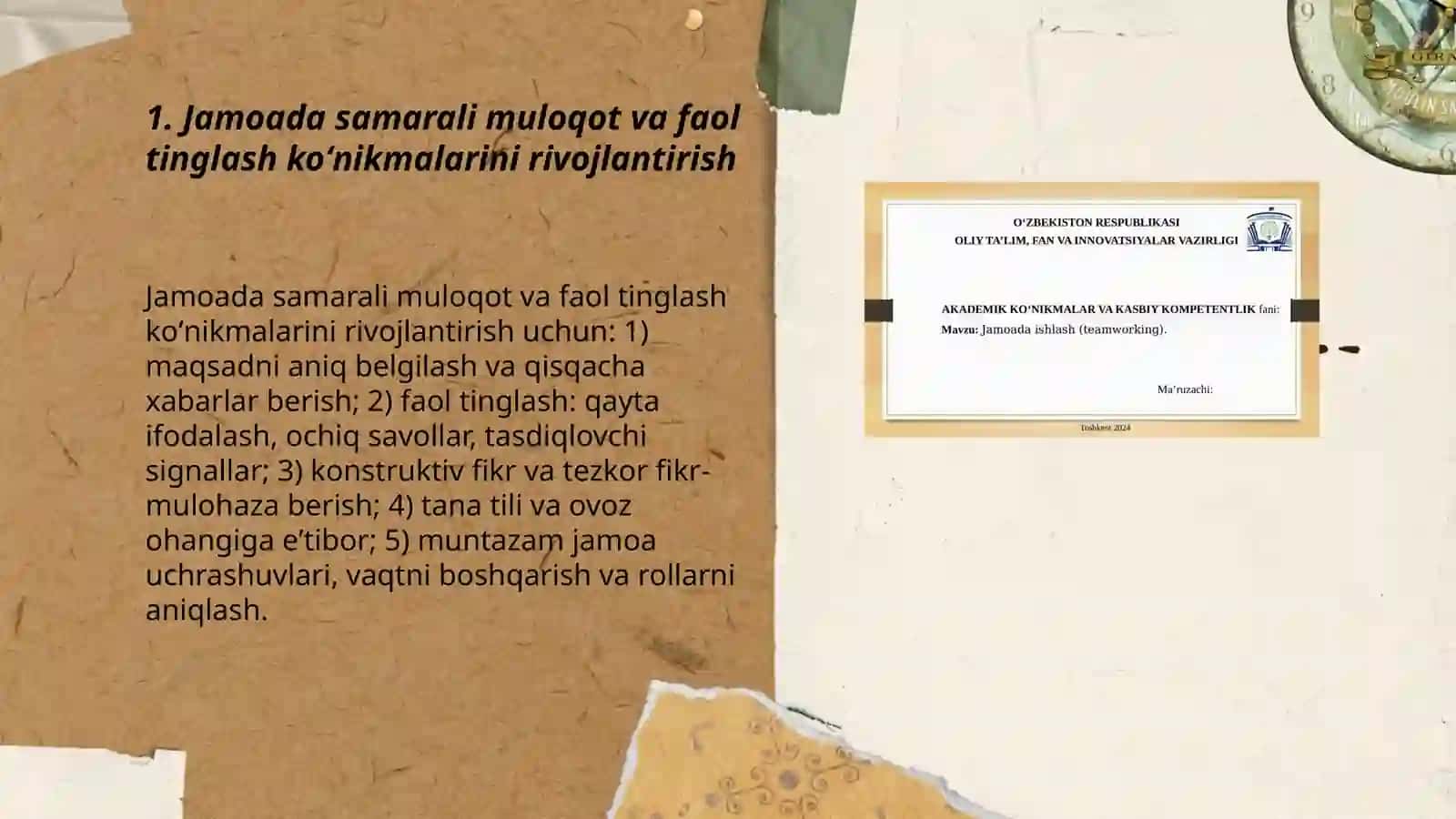 Jamoada ishlash koʻnikmalarini rivojlantirish 3