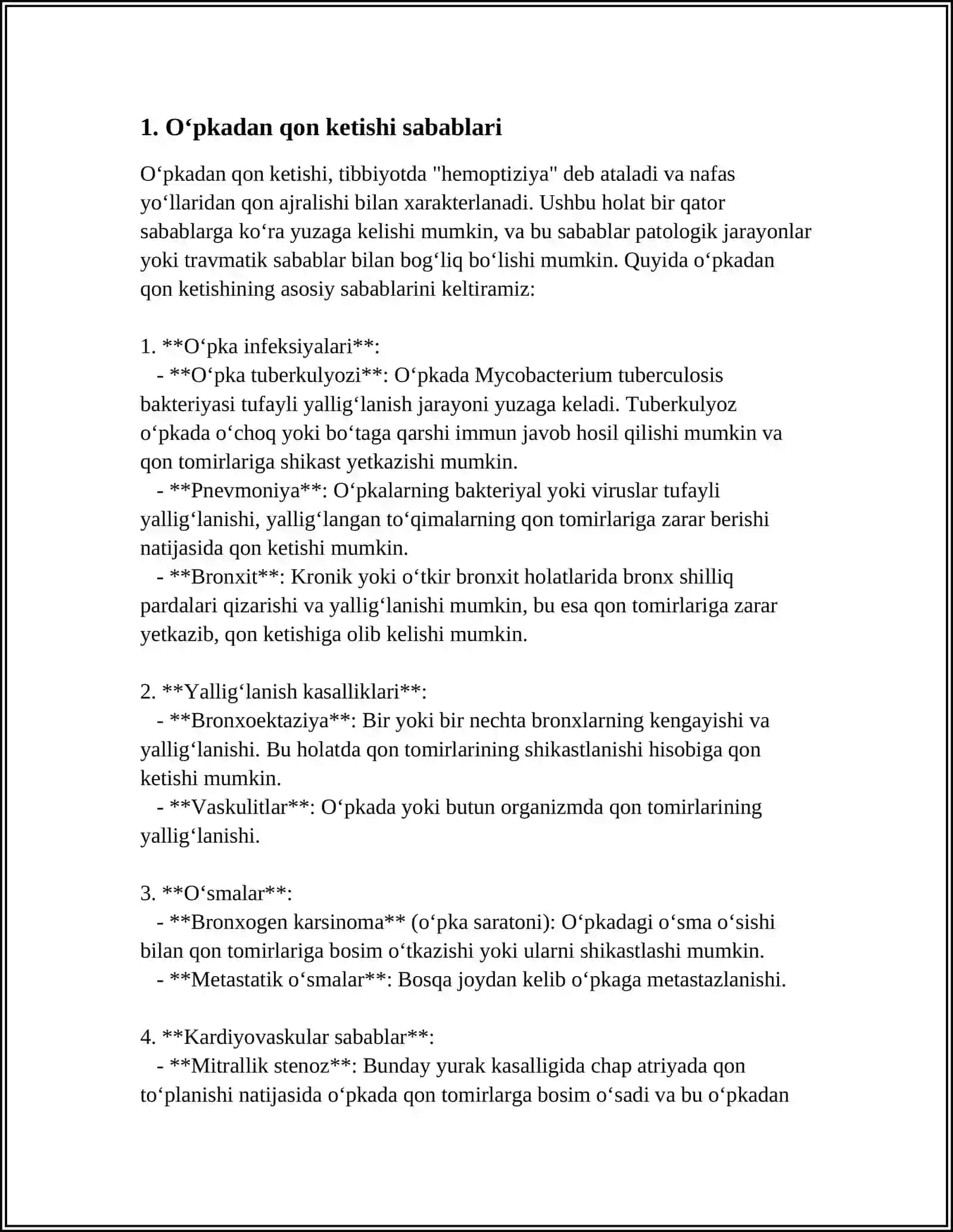 OʻPKADAN QON KETISHI SABABLARI, BELGILARI, ASORATLARI, OLDINI OLISH 3