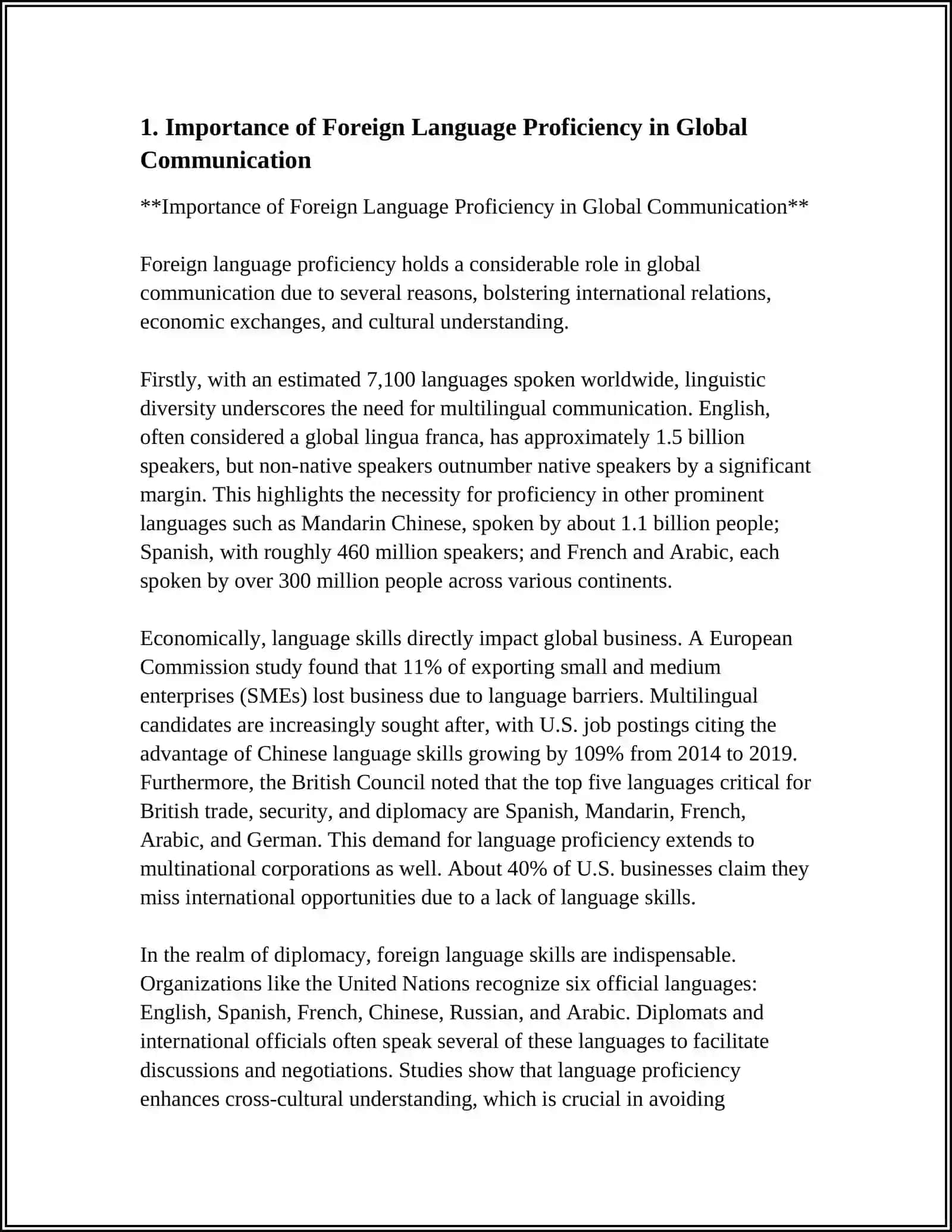 THE ROLE OF A FOREIGN LANGUAGE 3