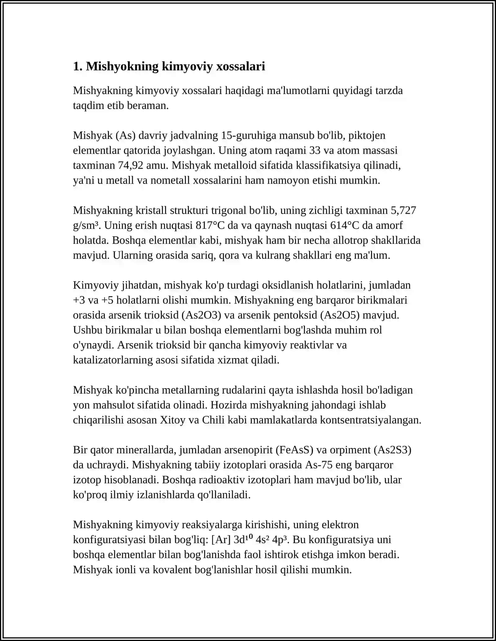 MISHYAK GURUHCHALI ELEMENTLARNING VADARODLI BIRIKMALARI.XOSSALARI 3