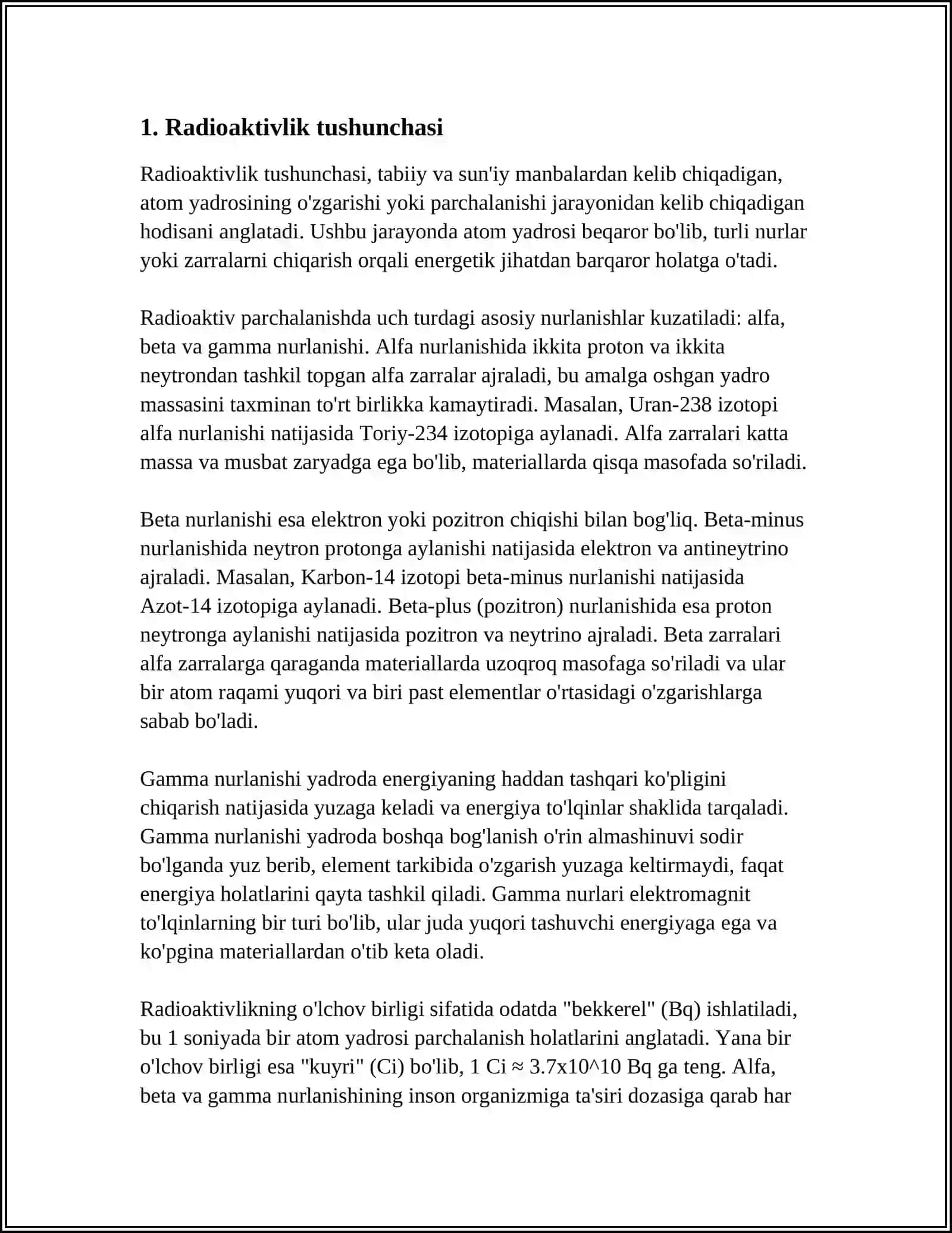 RADIOAKTIVLIKNING OʻRGANILISHI 3