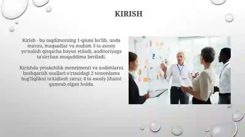 Rahbarlik boshqaruv usullari va xodimlarni boshqarish 3