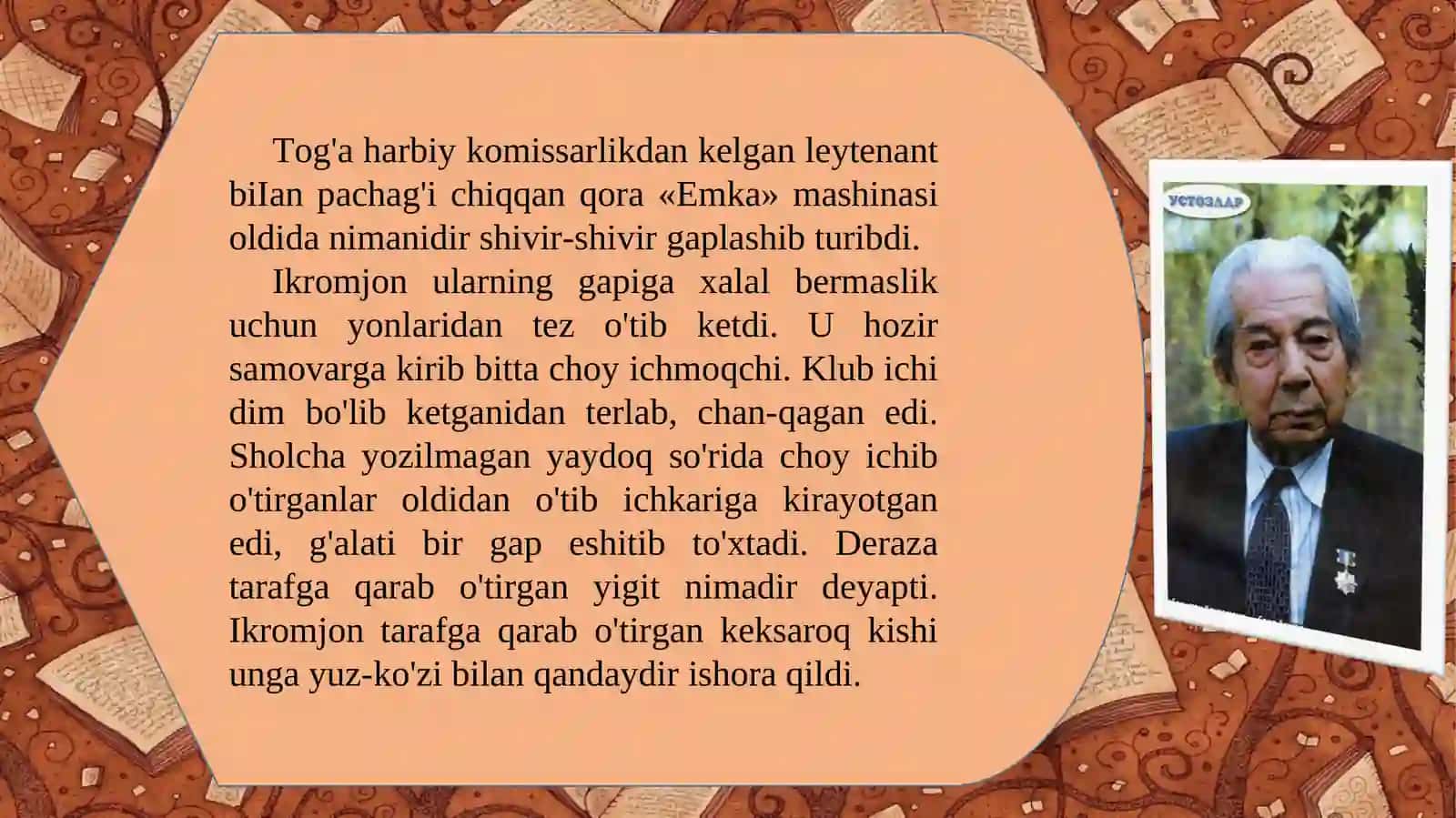 8-sinf Adabiyot fanidan Said Ahmad - Qochoq dars taqdimot 3