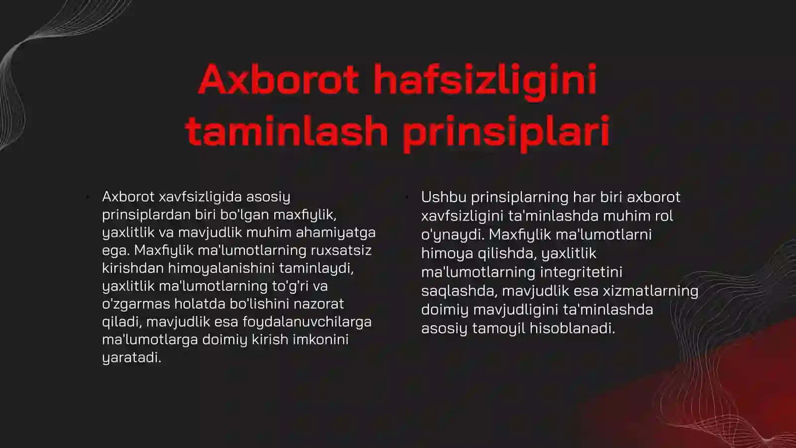 Axborot hafsizligini taminlash usullari 3