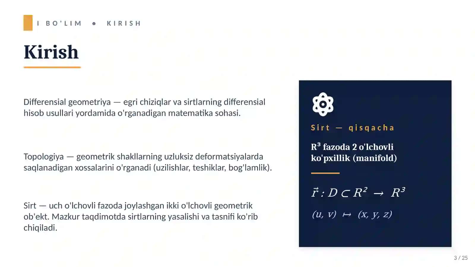 DIFFERENSIAL GEOMETRIYA va TOPOLOGIYA 3