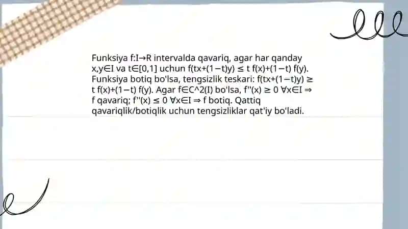 Funksiyaning qavariq va botiqlik 3